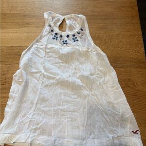 Hollister White Tank with Blue beads